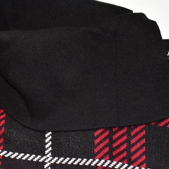 Anne Klein Poncho Pullover Red And Black Plaid Sweater Cape Shawl Size L - Picture 12 of 13